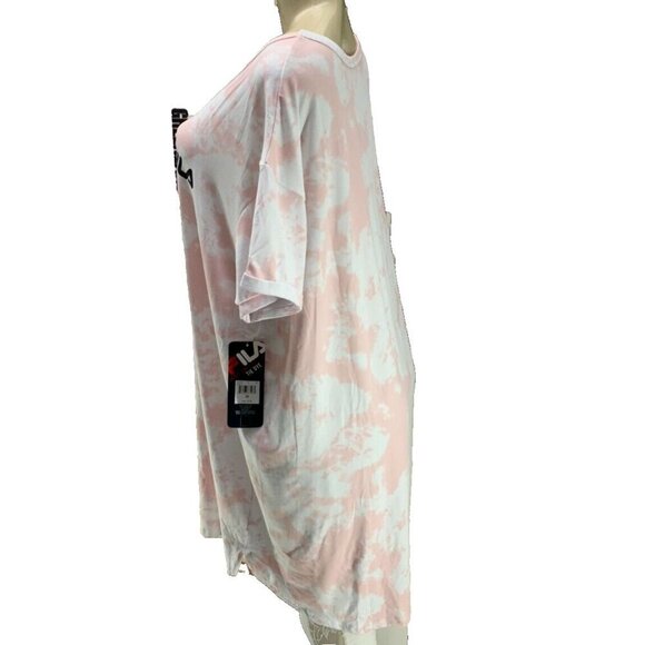 Fila + 2X Logo Pink-Cream Tie-Dye Brushed Finish V-Neck Short Sleeve Sleep Tee - Picture 5 of 6